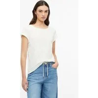 s.Oliver Kurzarmshirt T-Shirt Flammgarn-T-Shirt mit Rollkante