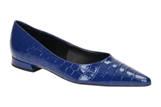 H?gl 1807 Ballerinas Blau Crocolack Echtleder Damenhalbschuhe