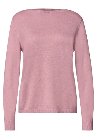 Street One - Basic Pullover mit U-Boot-Ausschnitt vintage blush mel. - Gr. - 34