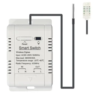 Tuya Zigbe Smart Temperature Humidity Switch Controller 20A 3800W with Waterproof Sensor Automation Timer APP Remote Voi