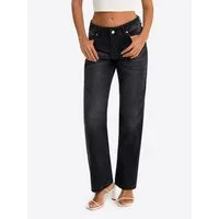 Imily Bela Loose-fit-Jeans Damen Hochgeschnittene Jeans mit weitem Bein (Packung, 1-tlg., 1per-Pack) aus Baumwolle