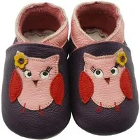 Sayoyo Weiche Leder Krabbelschuhe Rutschfest Hausschuhe Lederpuschen Eule Lauflernschuh (100% Leder)