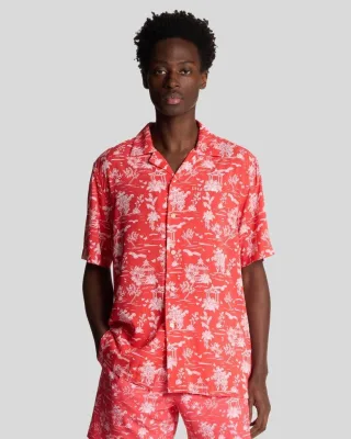 Lyle & Scott Botanischer Garten Druck Ferienhemd - Rot