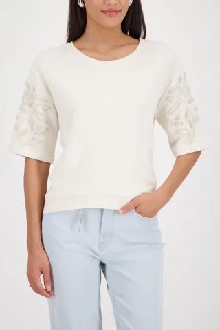 monari - Sweatshirt mit Perlenschmuck champagne beige - Gr. - 42