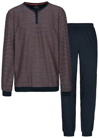 BASEFIELD - He.-Pyjama Feininterlock red stripe/ink - Gr. - L