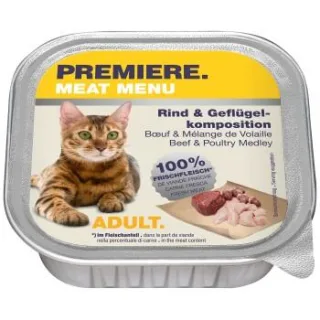 PREMIERE Meat Menu Nassfutter Katze Adult Rind und Geflügelkomposition 32x100 g