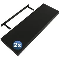 Casaria Wandregal, Schwarz Hängeregal mit Halterung 15kg Tragkraft Küche Matt 70cm