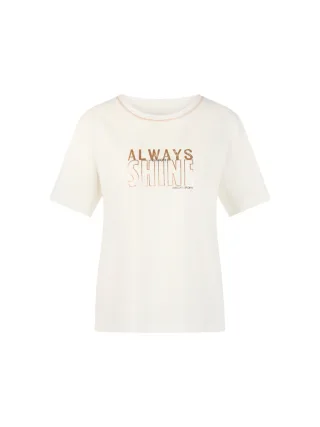 Marc Cain Sports - Biobaumwoll-Shirt mit Glanz-Druck off-white - Gr. - 38