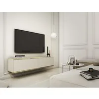 MOEBLO TV-Board Dayn RTV - 135 (Kompaktes TV-Board fuer kleine Raeume, 135cm, RTV-Schrank mit goldenen Einsätzen), (HxBxT):30x135x32cm