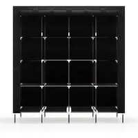 Mondeer Stoffschrank Kleiderschrank mit 4 Kleiderstangen und 2 Taschen, 180 x 170 x 45 cm