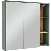 Vicco Badezimmerspiegelschrank Viola, Grün/Artisan, 80 x 75 cm mit offenen Regalen (1-St)