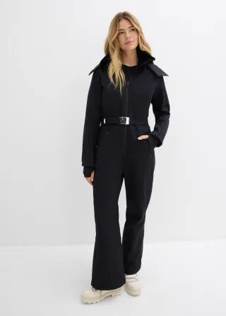 bonprix wasserabweisender warmgefütterter Softshell-Skianzug, schwarz, Gr.54, wasserabweisender, warmgefütterter Softshell-Skianzug