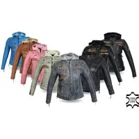 Alpha Speeds Motorradjacke - /Freizeit Damen Lammlederjacke Bikerjacke Highway 11 (mit einer abnehmbaren Kapuze) aus weichem Lammleder, inklusive einsetzbarer Protektoren