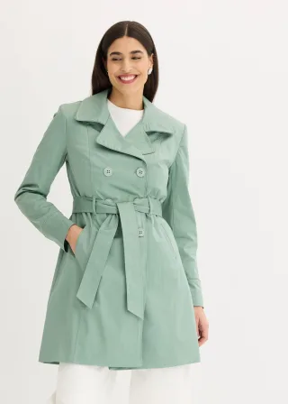 bonprix Trenchcoat aus Baumwolle, grün, Gr.46, Charmanter Trenchcoat mit doppelreihiger Knopfleiste und Bindegürtel., 97% Baumwolle