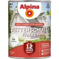 Alpina Wetterschutzfarbe 2,5l, Bis zu 12 Jahre Wetterschutz, Nässeschutz, gegen Pilz- und Algenbefall