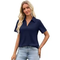 Imily Bela T-Shirt Damen Poloshirts mit V-Ausschnitt (Packung, 1-tlg., 1per-Pack) einfarbig