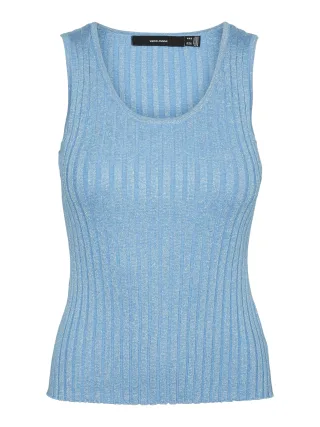 VERO MODA - VMBLOW SL U-NECK TOP Bonnie Blue - Gr. - L