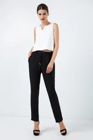 Lange Jersey-Hose mit Krawatten-Detail