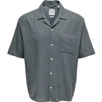 ONLY & SONS Kurzarmhemd ONSCAIDEN LIFE RELAX SS RESORT 1PKT SHIR Baumwolle mit Leinen, locker geschnitten