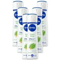 Nivea Deo-Spray Deodorant Fresh Pure 6 x 150ml, Set, 6-tlg., 48H Non-Stop Trockenschutz
