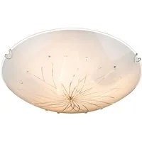 GLOBO LIGHTING Deckenleuchte, Leuchtmittel nicht inklusive, Deckenlampe Schlafzimmerleuchte Glas Kristalle weiß modern D 40 cm