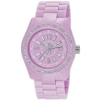 edc by Esprit Quarzuhr Disco Glam Frosty Purple with Stones, aus Kunststoff, Edelstahlboden, Rosa, Zirkonia, Faltschließe