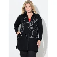 MIAMODA Strickjacke Strickfleece-Jacke leicht tailliert Lady-Print
