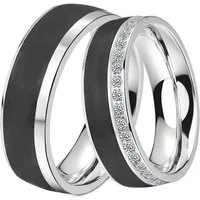 DOOSTI Trauring Schmuck Geschenk Edelstahl Trauring Ehering Partnerring LIEBE, wahlweise mit oder ohne Zirkonia
