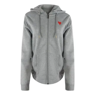 Love Moschino - Hoodie mit durchgehendem Reißverschluss für Damen, Baumwolle (Grau/Rot)