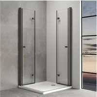 IMPTS Eckdusche Duschkabine Faltbar Falttürkabine, BxT: 70x70 cm, Sicherheitsglas, Duschkabine Eckeinstieg Duschabtrennung, 180º doppelt Falttüren, Doppel Falttüren Falttürkabine Duschabtrennung Rahmenlos Drehtür