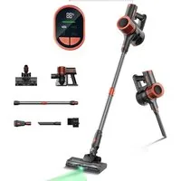 Jigoo Akku-Bodenstaubsauger C200 Kabelloser Staubsauger, 23KPa Saugkraft, 40min Laufzeit, 350 W, 2 Arbeitsmodi, Teleskop-Metallrohr und LED-Scheinwerfer