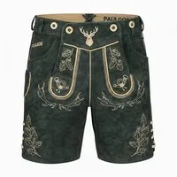 PAULGOS Trachtenhose Herren Lederhose Kurz mit Trägern 100% Echtleder - HK5