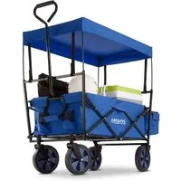 Arebos Bollerwagen ECO faltbar mit Dach, 70 kg Tragkraft für Garten, Camping & Ausflüge (Blau), Maße 117 x 55 x 125 cm