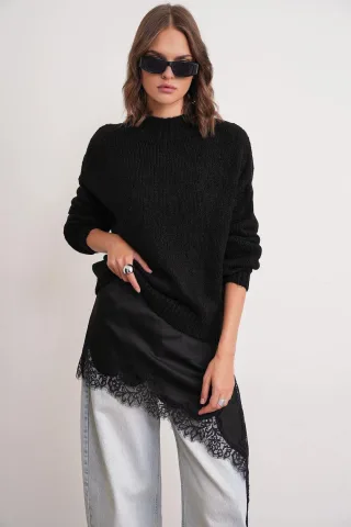 Lässiger Pullover mit Rundhalsausschnitt aus dickem Strick
