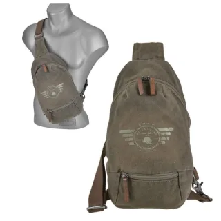 Bodybag Canvas khaki | Greenburry Aviator Slingbag Herren. Vielseitige Umhängetasche und Brusttasche aus 16oz Canvas für Outdoor und Freizeit.