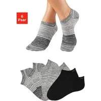 Bench. Sneakersocken Damen und Herren Socken meliert und uni (Packung, 6-Paar, Gr. 35-38 bis 43-46) mit ansprechendem Streifen- Design und uni