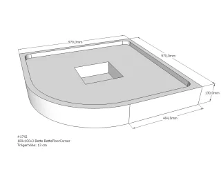 Neuesbad Wannenträger für Bette Floor Corner Viertelkreis 1000x1000 SD21081