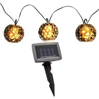 NOWA LED Dekolicht, LED-Leuchtmittel fest verbaut, Warmweiß, Solarlichterkette Außenlampe Gartendeko 8x LED Kugel Flammeneffekt