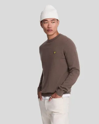 Lyle & Scott � Rundhalspullover aus Baumwollmerinowolle in Braun