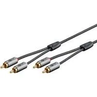Plus Stereo-Cinchkabel schwarz/silber, 2 Meter