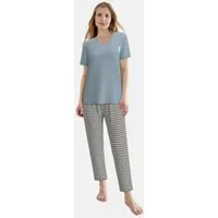 TOM TAILOR Pyjama Kurzarm, V-Ausschnitt, mit Brusttasche, Baumwollmix