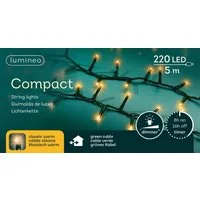 Lumineo LED-Lichterkette Lumineo Lichterkette COMPACT 220 LED 5 m klassisch warm, grünes Kabel, Dimmbar, 8h-Timer, Indoor/Outdoor, + 5 m Zuleitung