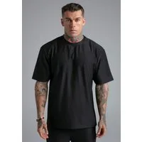 Siksilk T-Shirt SikSilk Herren Schwarz Plisse T-Shirt