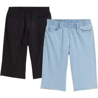 bonprix Bermudas (Packung, 2-tlg) Stretch-Bermuda, in Twill- und Jeansoptik, mit elastischem Bund
