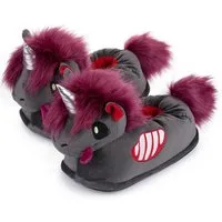 Corimori Gruselige Zombie Einhorn Pantoffeln, Halloween Plüsch Hausschuhe (Packung, Geschenk) weiche Slipper, EU Einheitsgröße 25-33,5 - Doomy das Zombie Einhorn