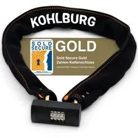 KOHLBURG Zahlenkettenschloss höchste Sicherheit [Sold Secure GOLD Fahrradschloss] Fahrrad & E-Bike, 110 cm lang • 2,3 kg massiv • Zahlenschloss mit höchster Sicherheit