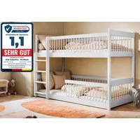 Kids Collective Kinderbett Hochbett Etagenbett 80x180, 90x190, 90x200 cm, umbaubar zu 2 Betten​ (mit abgerundeten Kanten), 80x180 cm von 3. bis 12. Lebensjahr, Weiß​