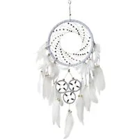 Saraswati Traumfänger Traumfänger "Cosmic Swirl" Leder weiss, mit 1TF 22cm und 3TF 6cm, 22x6