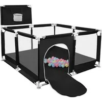 JEOBEST Laufstall Laufstall Baby 126x66cm Laufgitter baby Kinder laufgitter, Sicherer Spielbereich - mit Basketball-Netz und 50 Ozeanbälle