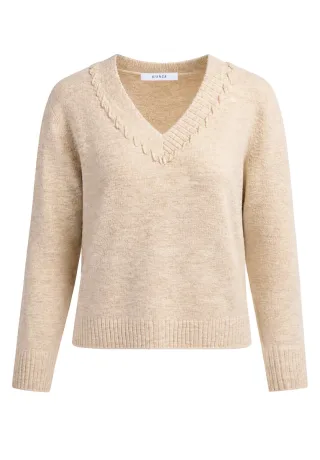 bianca - Pullover mit V-Ausschnitt beige - Gr. - 36